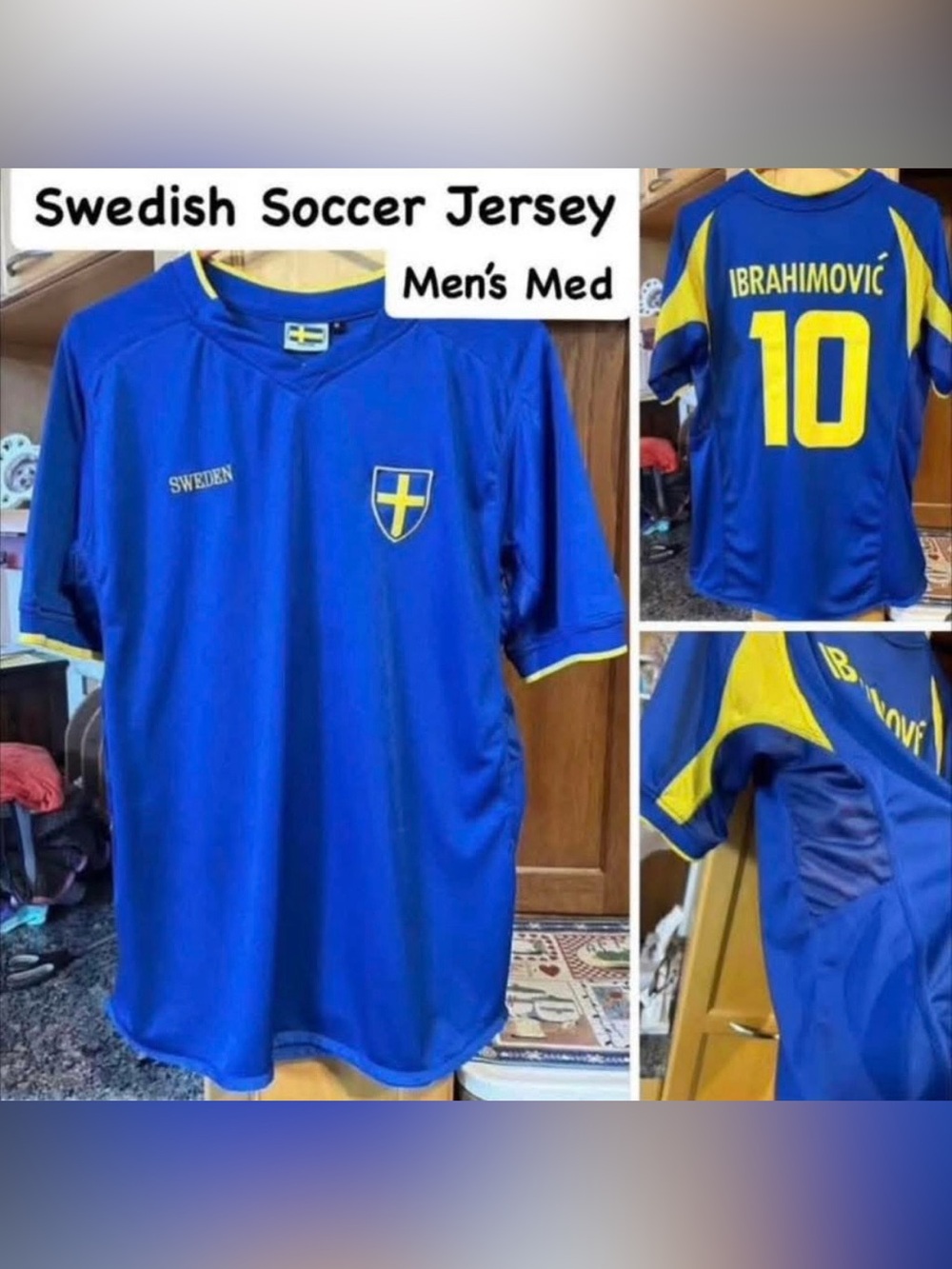 Sweden Men's Blue Soccer Jersey with Yellow Accents - Ibrahimovic #10